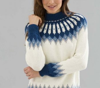 Красивый вязаный свитер со скандинавскими узорами (Вязание спицами)