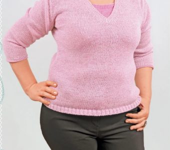 Пуловер со вставкой (Вязание спицами)
