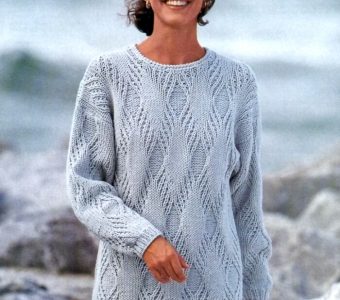 Пуловер цвета олово. Размеры: 36 – 40 (46 -50) (Вязание спицами)