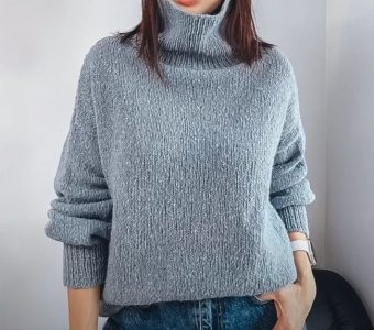 Стильный свитер оверсайз (Вязание спицами)