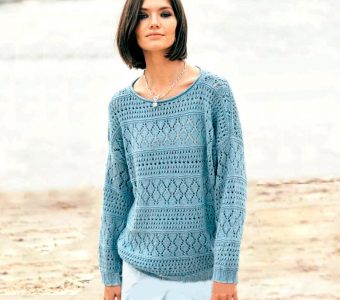 Пуловер с круглой горловиной (Вязание спицами)