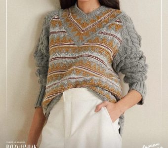 Оригинальный пуловер впечатляет своей красотой (Вязание спицами)