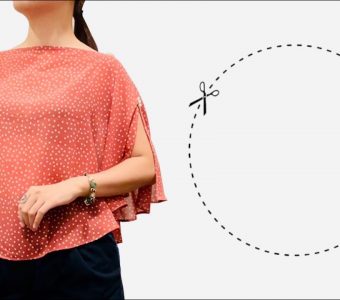 Крой и пошив круглых блузок Very easy | Блузка с рукавами бабочки