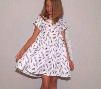 Как сшить детское летнее ярусное платье со спущенным плечом (Шитье и крой)