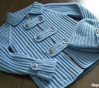Курточка и шапочка для малыша (Вязание спицами)