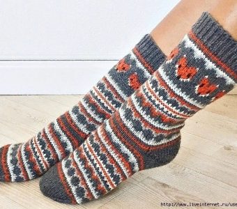 Забавные вязаные носки Fox Isle дизайнера Ksenia Naidyon Simple Steps Knitting (Вязание спицами)